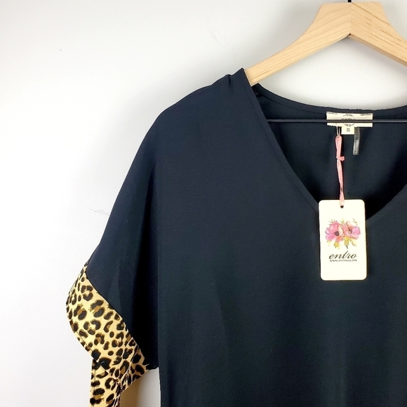 Entro black animal print shift dress small bnwt - Picture 3 of 8